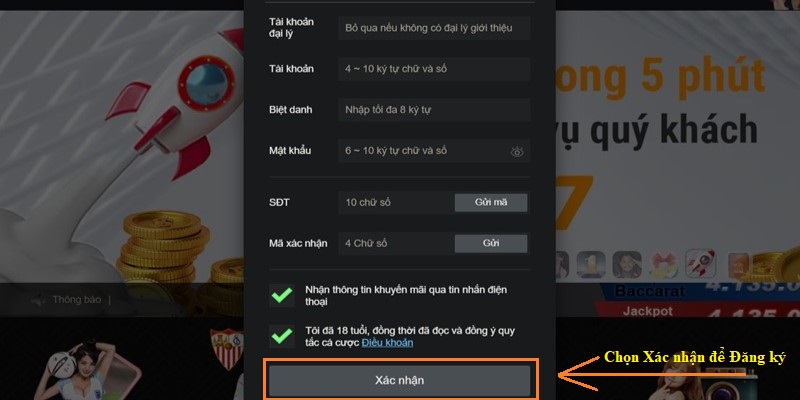 Điền form đăng ký tài khoản Kubet